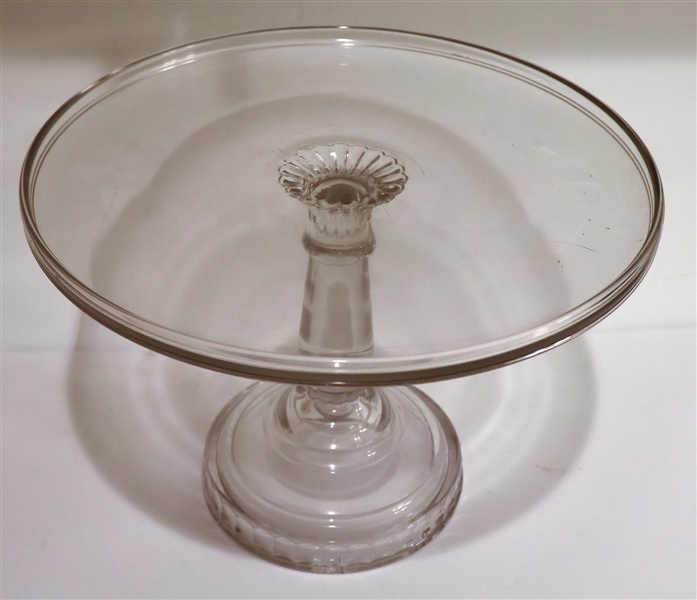 Unusually Tall Antique Glass Cake Pedestal  - Measures 8" Tall 11" Across