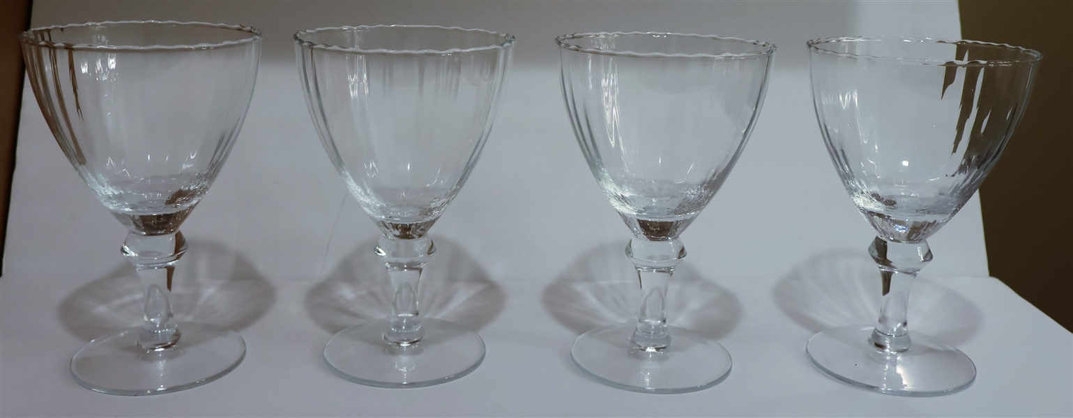 4 Unusually Large Glass Goblets - Measuring 8" Tall 5" Across