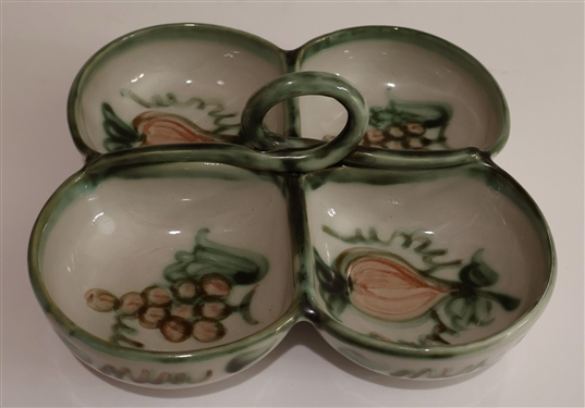 John B. Taylor  Harvest Divided 4 Section Serving Dish with Handle - Measures 9 1/2 by 9 1/2