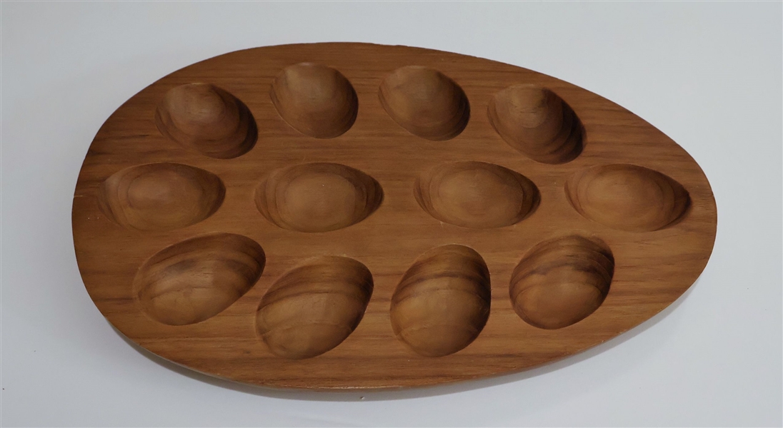  Wood Egg Shaped Egg Plate - Measures 11 1/2" by 7 1/2" 