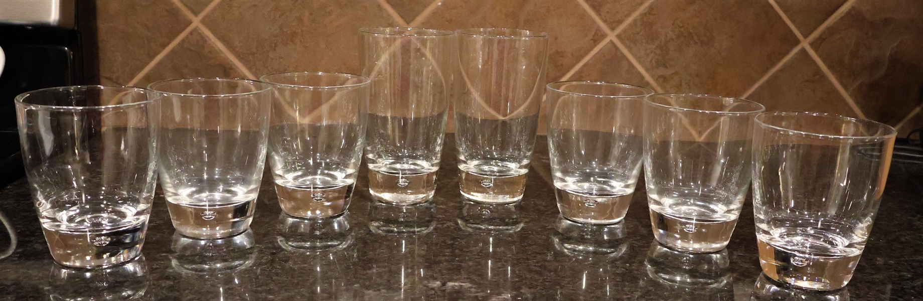 10 Bormioli Rocco Tumblers - 8 - 4 1/2" and 2 - 6" - 2 Not Pictured 
