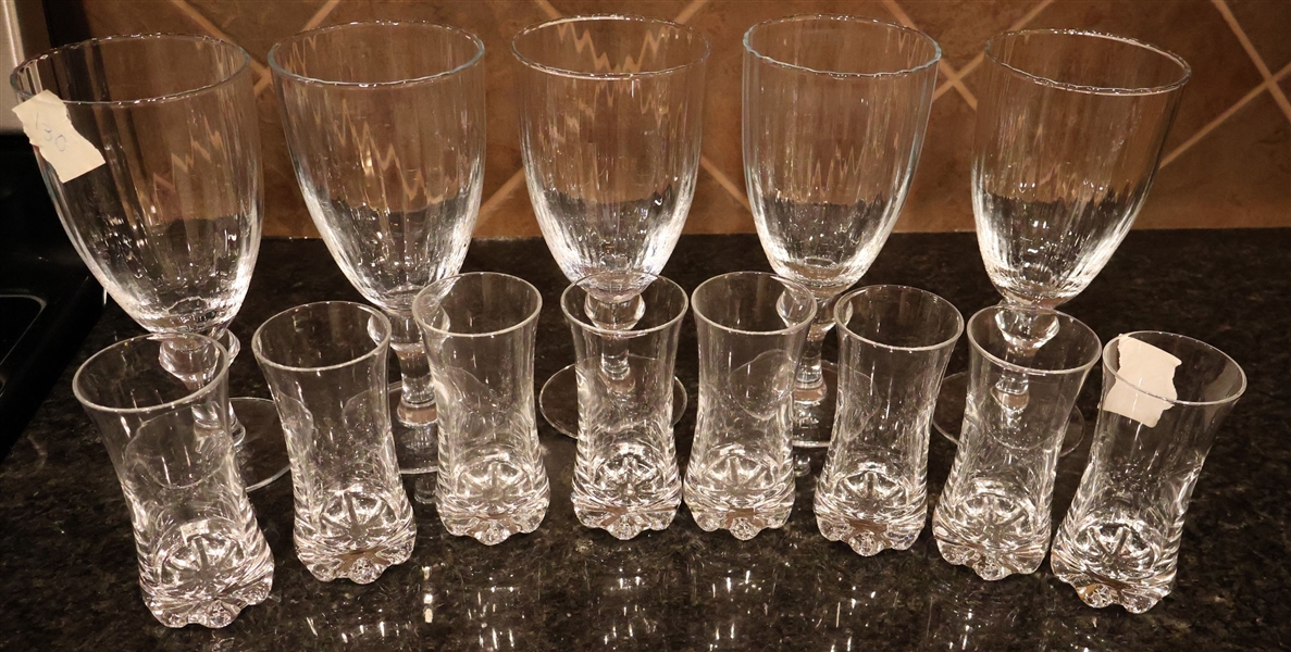 5 Extra Large Goblets and 8 Juice Glasses - Goblets Measure 9" Tall 4" Across