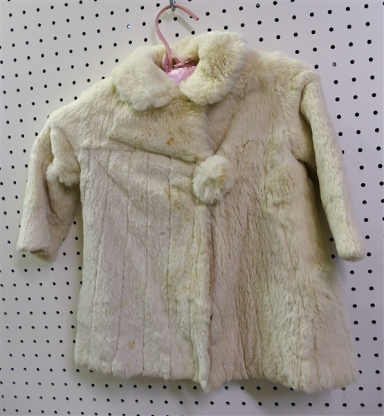 Vintage Childs White (Rabbit) Fur Coat - Bust Measures 12" Across - Needs Cleaning 