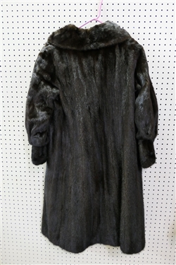 Vintage Nathan Levin Full Length Mink Coat with Black Fancy Buttons - Lining Has Velvet Trim and Appliqued Roses - Regina K Embroidered in Lining  - From Nathan Levin Furs - Atlantic City - Size...