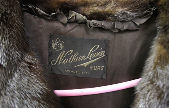 Vintage Nathan Levin Full Length Mink Coat with Black Fancy Buttons - Lining Has Velvet Trim and Appliqued Roses - Regina K Embroidered in Lining  - From Nathan Levin Furs - Atlantic City - Size...