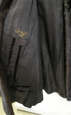 Vintage Nathan Levin Full Length Mink Coat with Black Fancy Buttons - Lining Has Velvet Trim and Appliqued Roses - Regina K Embroidered in Lining  - From Nathan Levin Furs - Atlantic City - Size...