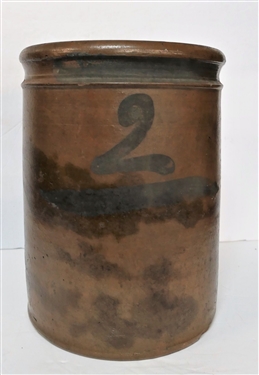 2 Gallon Stone Crock-2 Decoration-Hairline Crack Near Top, Chip at Bottom 11 tall by 8 width