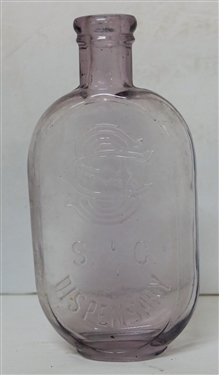 South Carolina Dispensary Flask-Turning Purple With Age- 7 inches tall