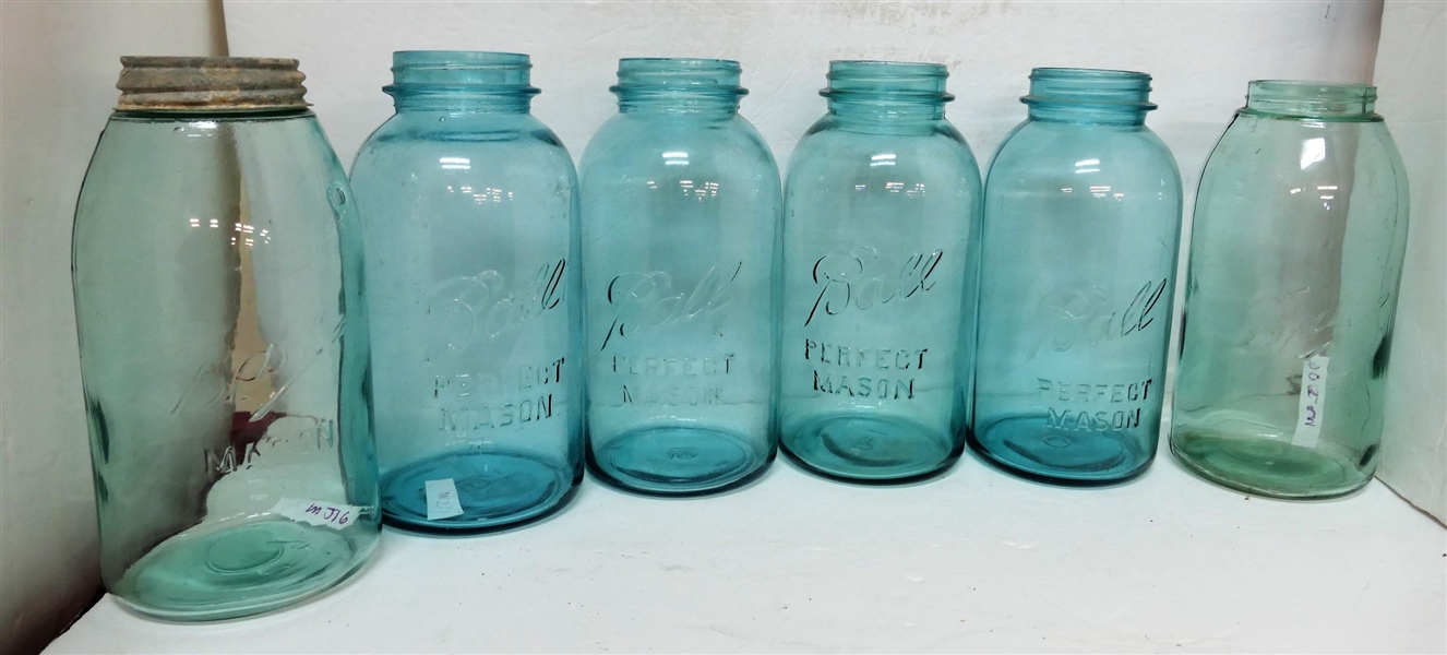 6 Blue Half Gallon Ball Mason Jars 