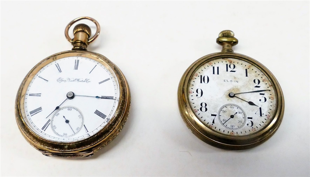 2 Pocket Watches - Elgin National Watch Company Pocket Watch-Working and Elgin Pocket Watch -DOES NOT WORK- Missing Crystal