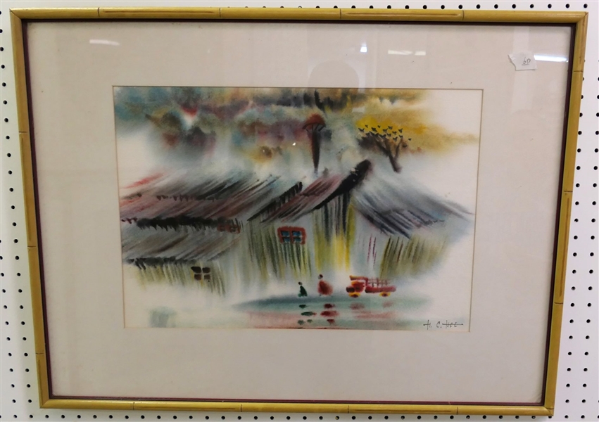 Original H.C. Hee (Hon Chew Hee) Artist Signed Watercolor Painting - Frame Measures 23" by 31"