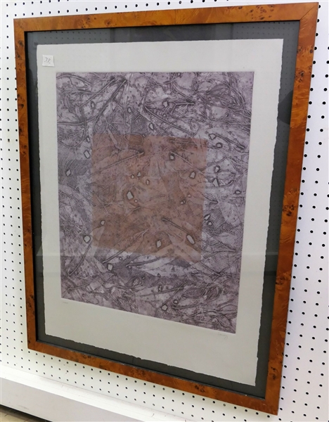 "Leaves" Artist Proof #11/20-Signed by Artist Denney in Beautiful Birdseye Maple Frame- Frame Measures 33 1/4" by 26 1/4"