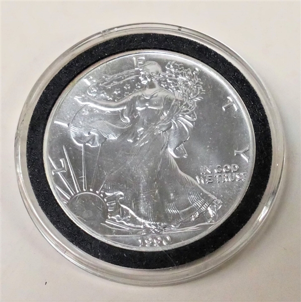 1990 Silver Eagle Coin - 1 Ounce .999 Fine Silver