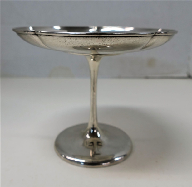 Awesome Arts and Crafts Sterling Silver Compote with Applied "T" Hand Wrought at The Kalo Shops Chicago and New York -  F120 - Mark Dates 1912 - 16 -  Measures 5" Tall 6" Across Top-Weight 303.9 Grams