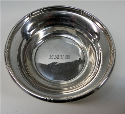 Monogrammed Sterling Silver Bowl-Height- Stamped BM With Lion - Measures 2 tall 6 across-Weight 144.3 Grams