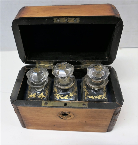 Early Perfume Bottles Gold Accented with Original Labels: White Rose, Violet, Lily of The Valley-For the Handkerchief-By Chemist and Pharmacist A.S. Parker, Detroit, Michigan. All Bottles in...