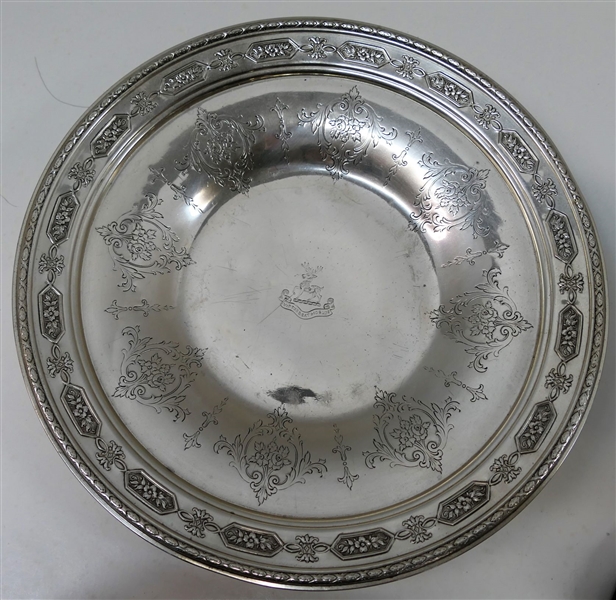 Towle Louis XIV Sterling Silver Plate with Elk in Center with VIRTU SBEAT SIC SUOS Under Elk in Banner-10 Inches Across-Weight 275 Grams