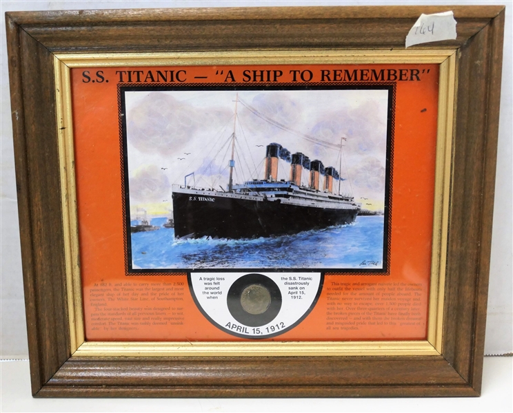 S.S Titanic-"A Ship To Remember" Framed 1912 Coin with Information About The Titanic - Frame Measures 10" by 12"