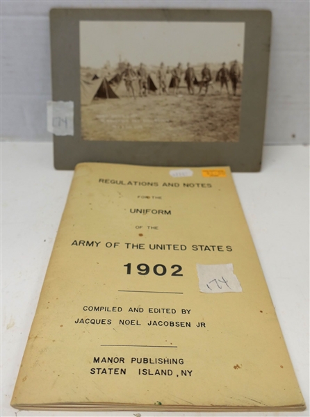 Photo Camp Batte Soldiers, Regulations and "Notes For the Uniform of the Army of the United States 1902" - Paperbound 1976 First Edition