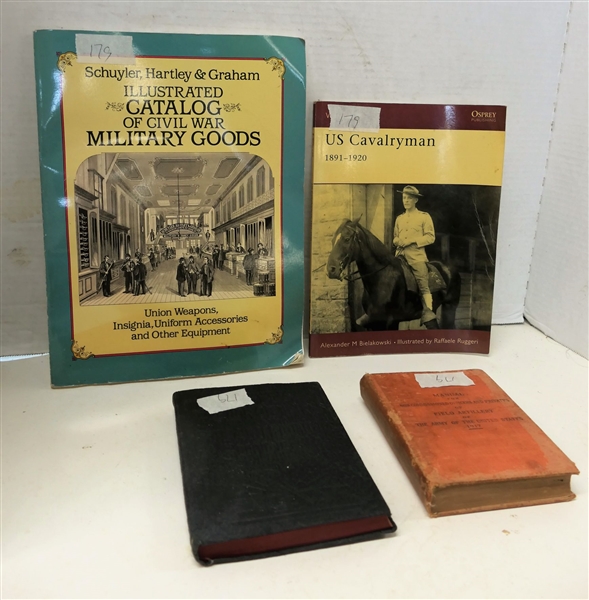 Lot of 4 Books including "Manual for Non-commissioned Officers and Privates of Field Artillery 1917", "Audels Plumbers and Steam Fitters Guide" #1 1938, "US Cavalryman 1891-1920", Copyright 2004,...