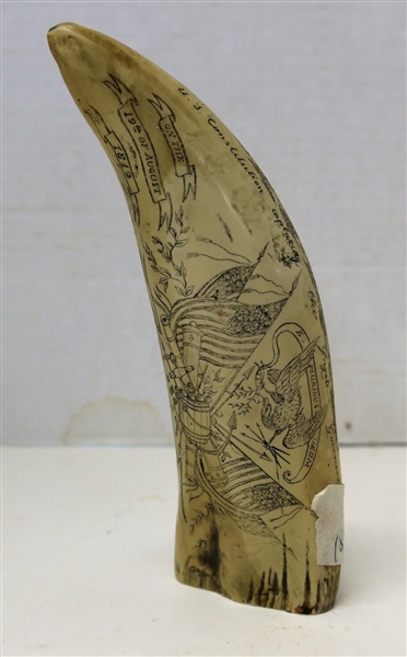 Replica Scrimshaw Engraved 1812 Veni Vidi Vici - Measuring 6 1/8" Tall 