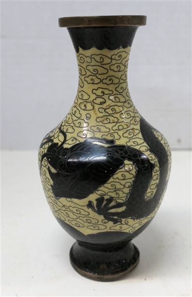 Small Cloisonne Dragon Vase, -Measures 5 1/2" Tall
