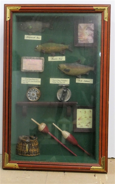 Decorative Fish / Fishing Shadowbox Plaque - Measures 20" by 13" 3" Deep 