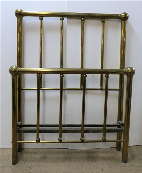 Heavy Antique Brass Bed - 3/4 Size - No Rails - Great Re-Purposing Project Opportunity - Some Damage to Here One Rail Connects