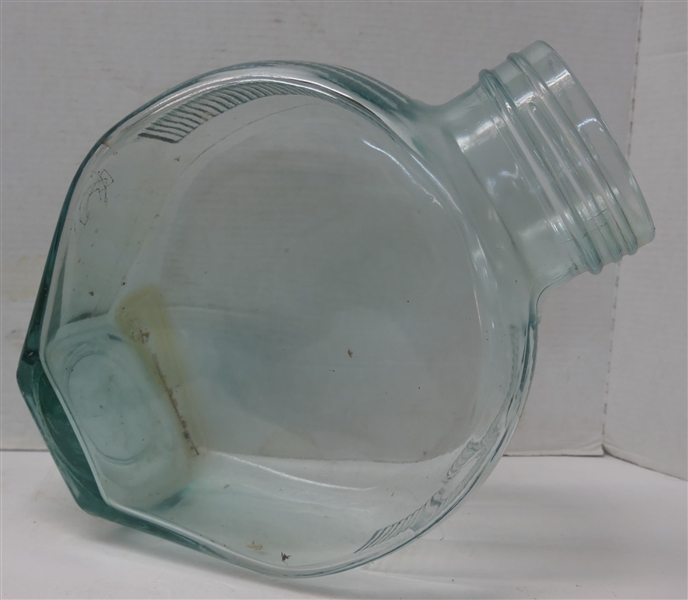 Unusual Large Blue Glass Store Jar -Can Stand Up or Display on Its Side Measures 12" Tall 