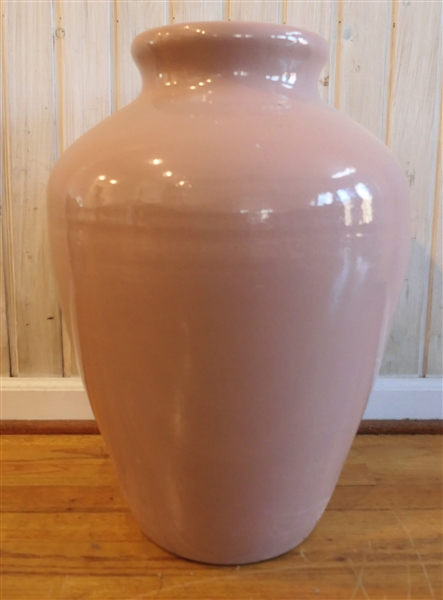 Large Mauve Pottery Floor Vase  -Measures 23" tall by 16"
