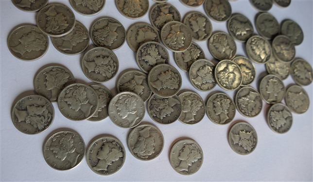 $10 Dollar Face Value (100) Silver Mercury Dimes -  Coins Are Directly From the Estate and Have Not Been Searched or Sorted