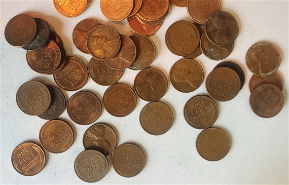 53 Wheat Pennies Plus 1 Steel Penny  - Coins Are Directly From the Estate and Have Not Been Searched or Sorted