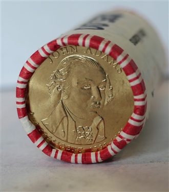 $25 Dollars Face Value of Uncirculated John Adams Dollar Coins - In Original Paper Roll