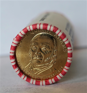 $25 Dollars Face Value of Uncirculated John Quincy Adams Dollar Coins - In Original Paper Roll