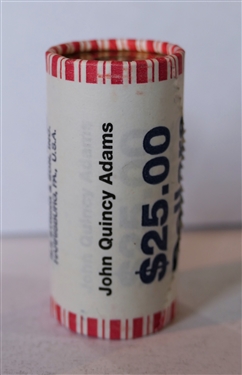$25 Dollars Face Value of Uncirculated John Quincy Adams Dollar Coins - In Original Paper Roll