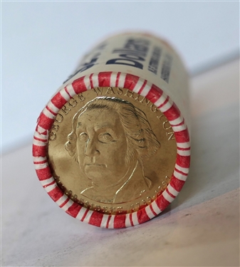 $25 Dollars Face Value of Uncirculated George Washington Dollar Coins - In Original Paper Roll