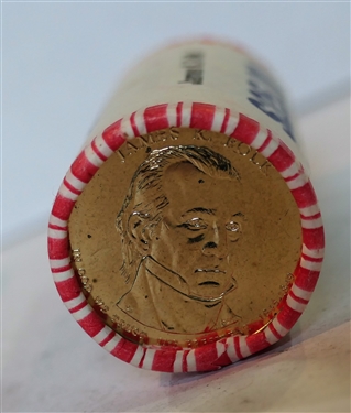 $25 Dollars Face Value of Uncirculated James K. Polk Dollar Coins in Original Paper Roll