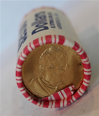$25 Dollars Face Value of Uncirculated William Henry Harrison Dollar Coins in Original Paper Roll