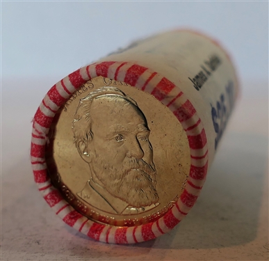 $25 Dollars Face Value of Uncirculated James A. Garfield Dollar Coins in Original Paper Roll