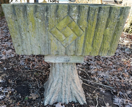 Unusual Tree Trunk Concrete Planter with Base Top Measures 35 x 21 x 15D - Height including base 33 tall