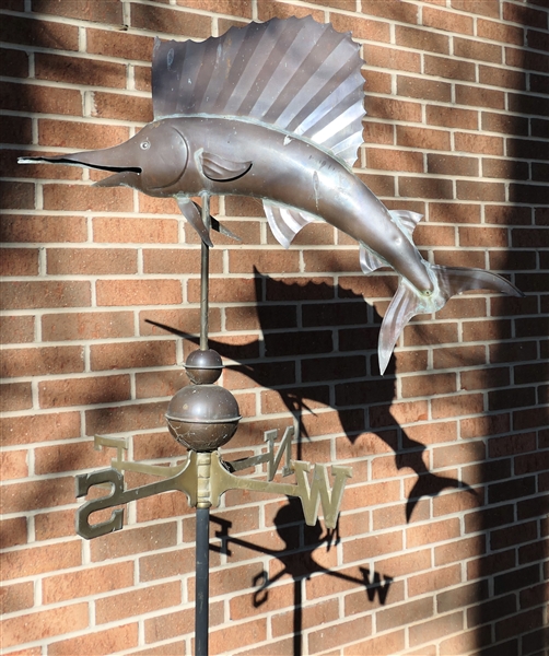 Awesome Quality Copper / Brass Sailfish Weathervane Cupola
