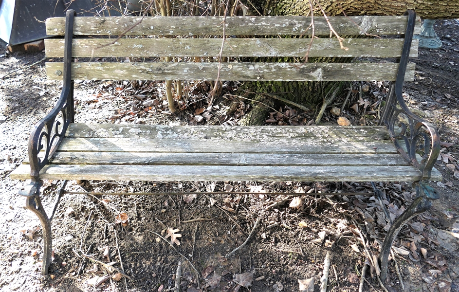 Iron Bench with Wood Slats Needs New Wood 48" w x 15" d x 28" t