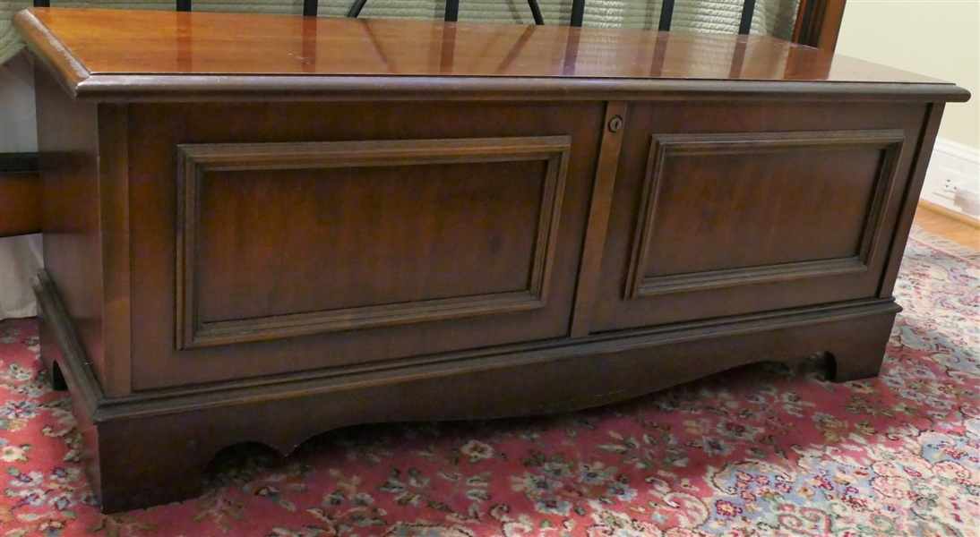 Lane Cedar Chest - Mahogany Finish - Raised Panel Front  - Measures 18 1/2" tall 47" by 16" 