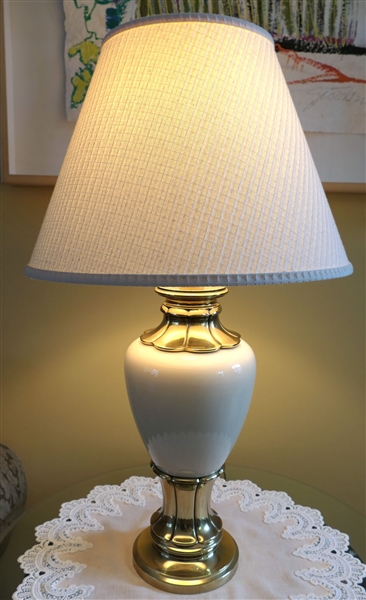 Stifel Gold Tone Metal and Ceramic Table Lamp Measuring 23" To Bulb