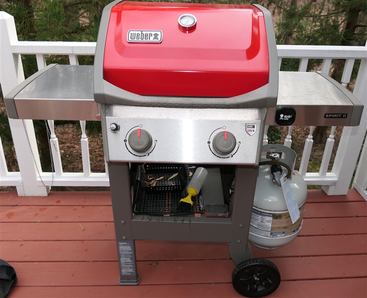 Weber GS4 Gas Grill - Red Top - With Gas Tank and Cover 