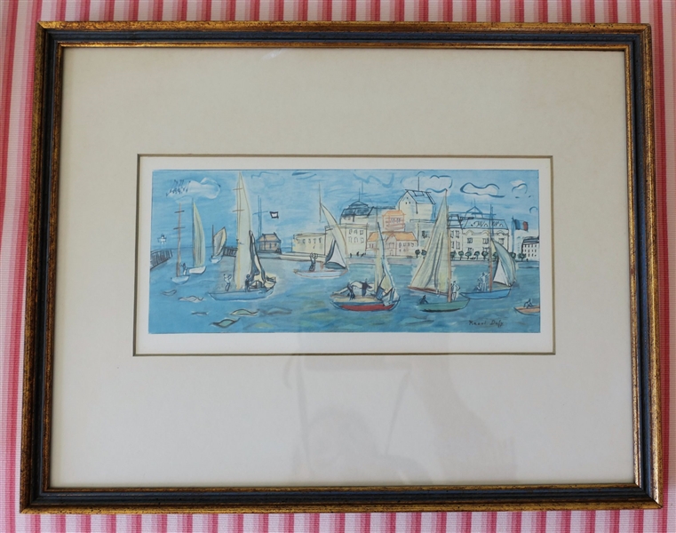 Raoul Duffy Print of Sail Boats - Framed and Numbered - Frame Measures 11" by 14"