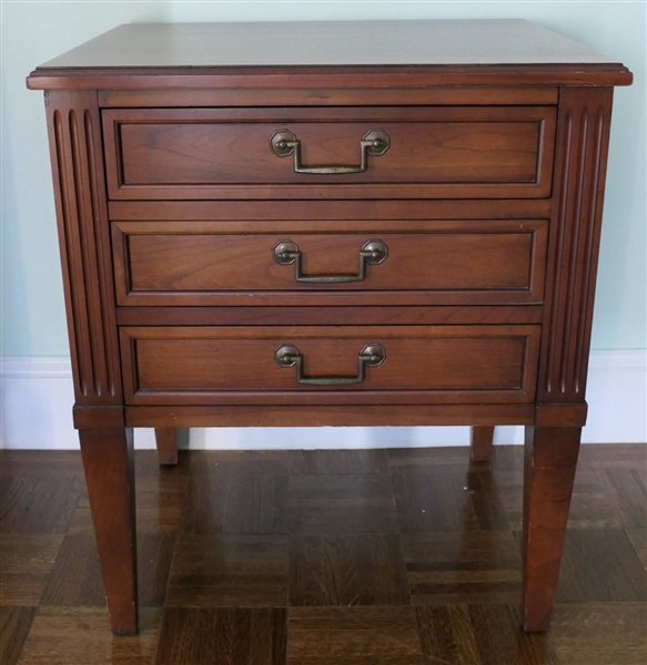 Heritage by Henredon 3 Drawer Night Stand - Reeded Column Front and Sides - Measures 26" tall 22" by 18" 