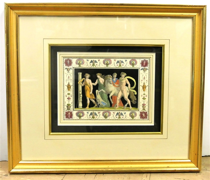 Fine Italian Hand Colored Etching Beautifully Framed with Dimensional Double Matting - Gold Gilt Frame - Frame Measures 18 1/2" by 21" - Framed by Balangier Fine Art and Framing 