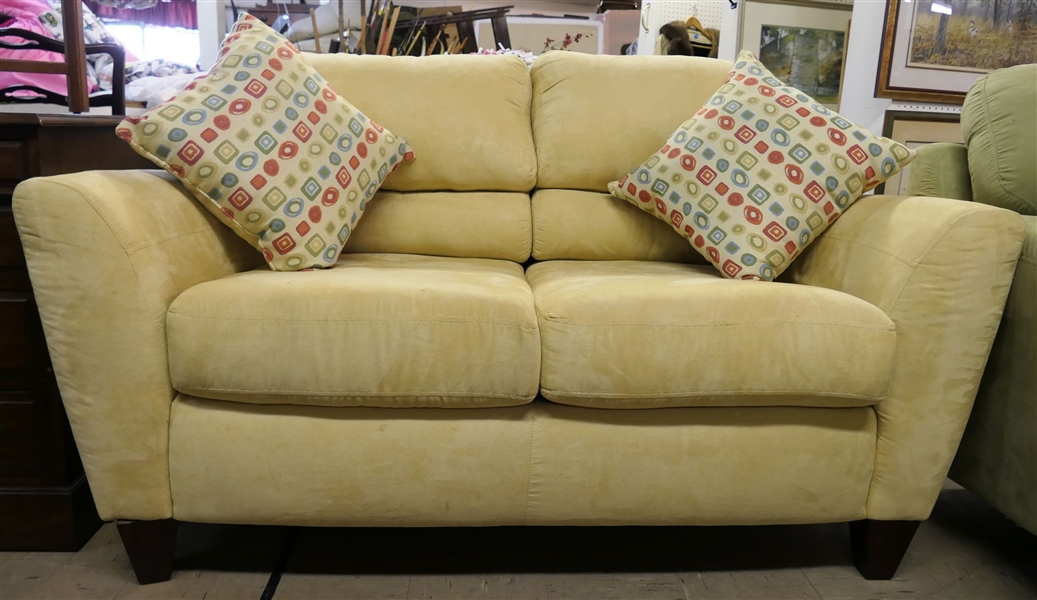 Clean Yellow Microfiber Love Seat Sofa - Measures 58" Long