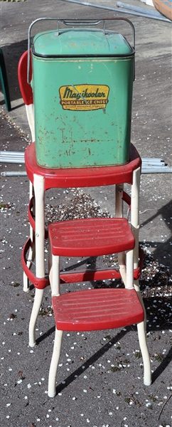 Folding Step Stool and Vintage Portable Ice Chest